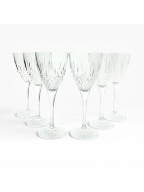 Royal Rock Crystal “Puccini” Set of 6 Crystal Water Glasses 8 1/8” 8oz